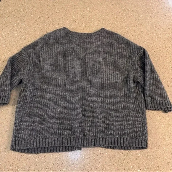 Ann Taylor Small Sweater Open-Front Cardigan 3/4 Sleeve Merino Wool Blend Gray - Picture 4 of 6